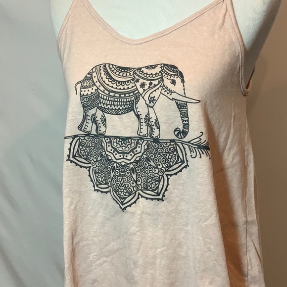 Elephant graphic spaghetti strap tank blush sz lg - Picture 2 of 4